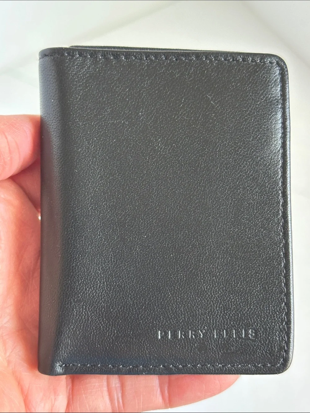 NWOT Perry Ellis Black Leather Tri-Fold Card & ID Holder